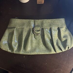 Apt. 9 Green Crocodile Embossed Clutch